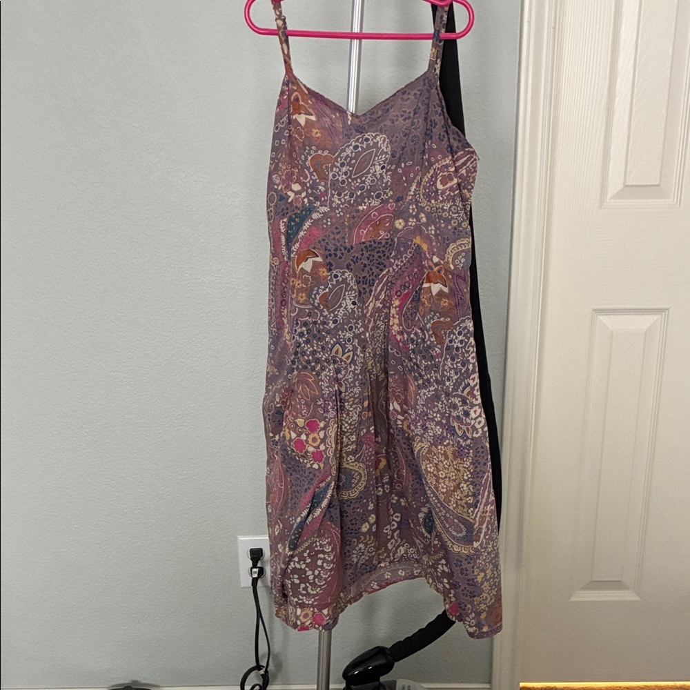 Paisley Slip Mini Dress in Mauve Pink